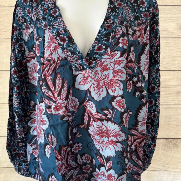Band of the Free Josie Sapphire Mixed Print Long Sleeve Top Women Size Medium - Picture 2 of 3
